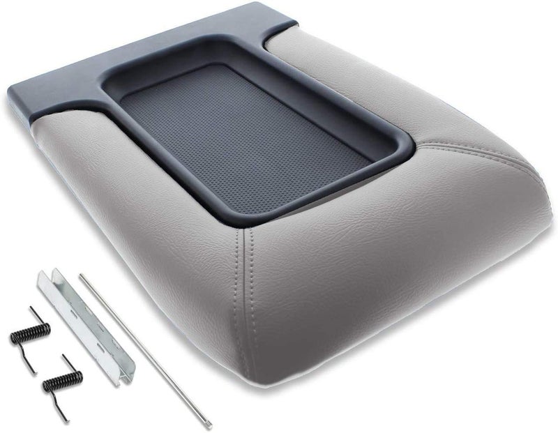 EcoAuto Center Console Lid Replacement Kit for 99-07 Silverado, Avalanche, Suburban, Sierra, Yukon - Replaces OEM 19127364, 19127365, 19127366 (Light Gray) - Image 1